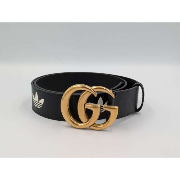 Gucci x Adidas GG Marmont Leather W.40 Belt Black/White 90cm 406831 - Picture 9 of 12